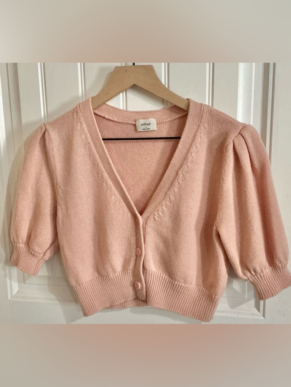 Aritzia Wilfred Canterbury Cropped Cardigan Merino Soft Girl Aesthetic
